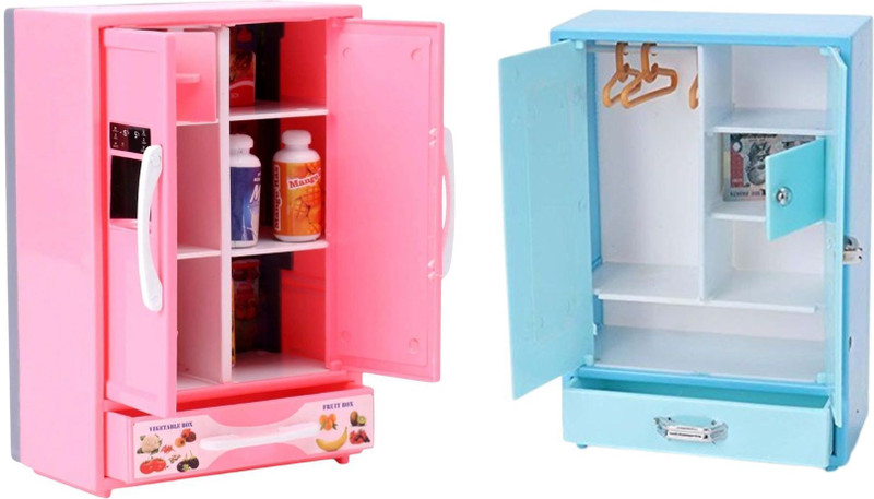 BKDT Marketing Store well Almira Toy & Refrigerator Kitchenware Miniature Role Play Combo Set