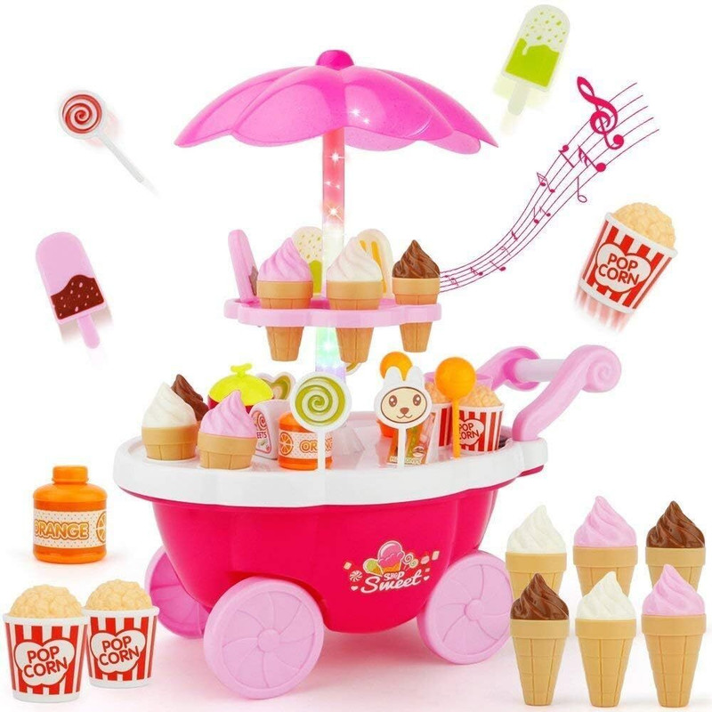 Kidzblend Ice Cream Sweet Trolley Cart Pretend Play Set with Music and Lights Toys