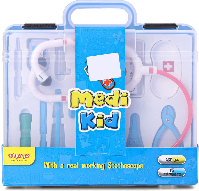 YUIOP | Medi Kid Doctor Tools Pink | Real Working Stethoscope | 15 Tools | Carry Case