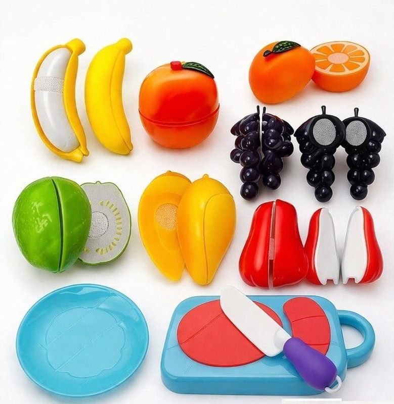 A MAGICAL HUB 8 Pcs Fruits Play Toy Set With Pan, Pretend Play Food Cooking Toy For Kids