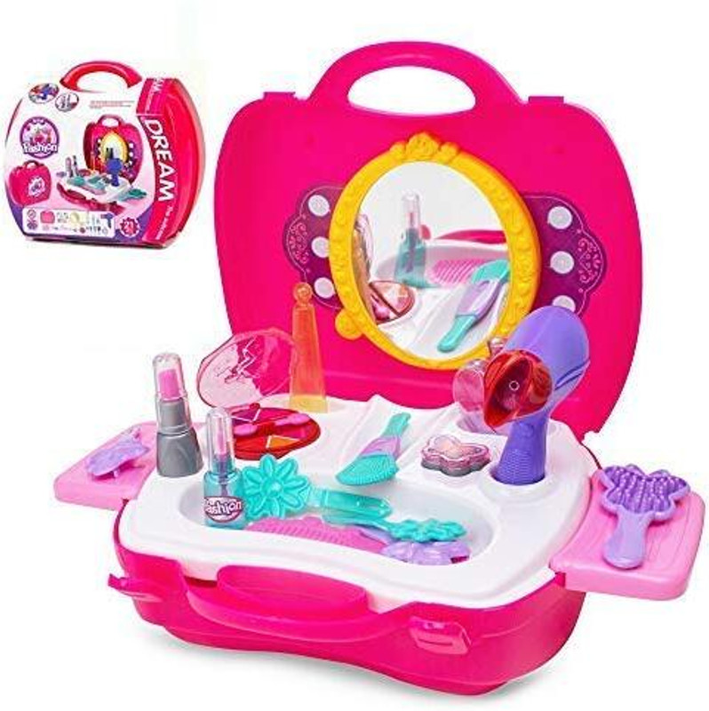 Eclet 22Ps Makeup Beauty Briefcase Set for Girls Pretend Play Indoor Game Toy Gift Set