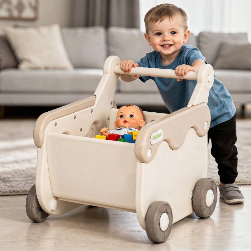 baybee 2-in-1 Baby Shopping Cart & Push Walker with Smooth Wheels (Grey)