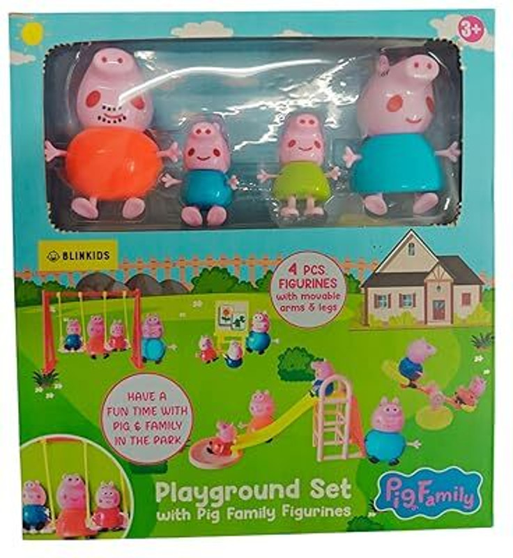 Pepstter Toys Pig Family Playground Park Set with Pig Figures