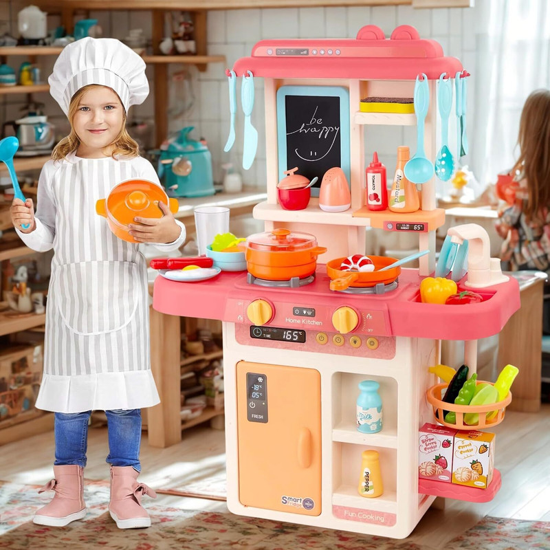 Kitchvibe 42 Pcs Kitchen Set Toy, Smoky, Music, Real Water Tap,