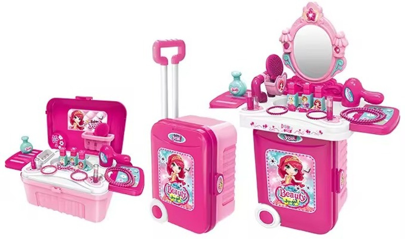 Fayme International Cosmetic and Makeup Toy for Girls Beauty Kit with Fordable Trolley Bag