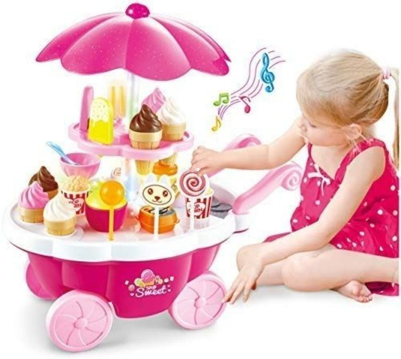 Tushiv Kids Sweet Shop Ice Cream Cart Toy with Music & Lights RPT2