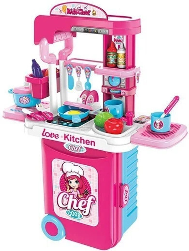 himanshu tex 3 In 1 Travel Case For Kitchenware Toys Girls Cooking Sets Toys Kids Kitchen Set Toy