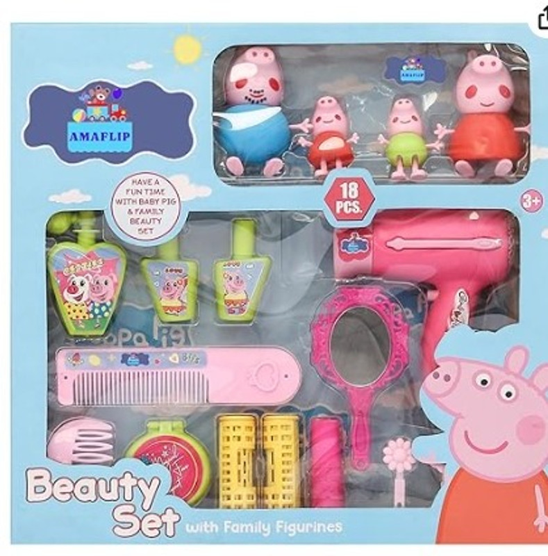 NIYAMAT Pig Playground Set Fun Playtime Set 4 Pcs Figurines with Movable arm & Legs