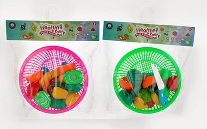 ARNIYAVALA Food Cutting Toys with Basket Realistic Fruits Vegetables play kitchen toys