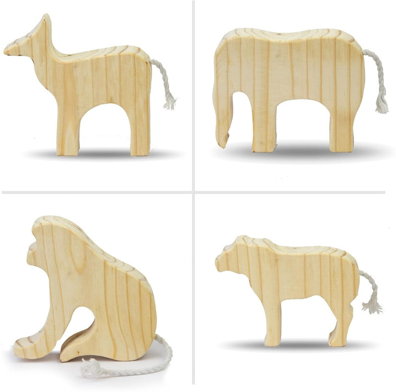 Woodoria Montessori Wooden Animal Teether Toy Set (4 Pieces)
