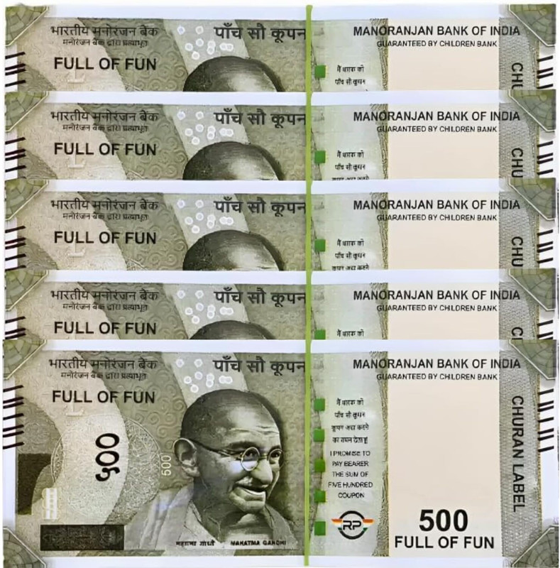 AR KIDS TOYS Pack of 5 Bundle Duplicate Money Fake Currency Notes Dummy Rupee Bundle for Kids