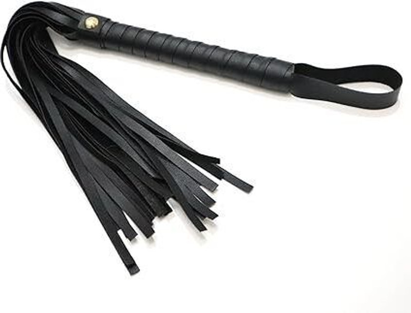 cinrada Flogger Whip Black Soft Leather with Wooden Handle For couples Honeymoon