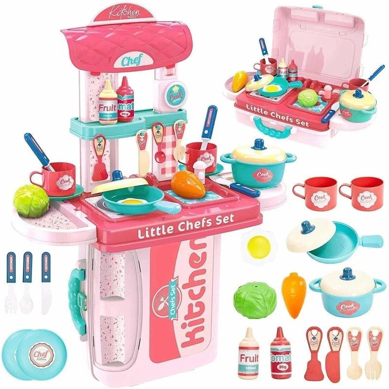 himanshu tex 3 in 1 Kitchen Suitcase for Kids Mini Play Set Portable Cooking Toys for Girls