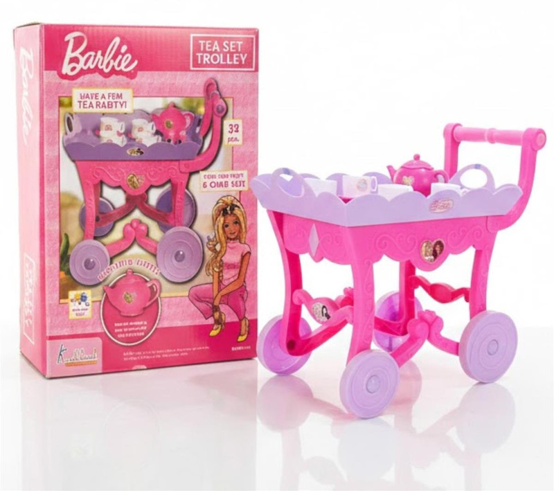 Kriiddaank Barbie 32 Pieces Musical Tea Set Trolley for Kids