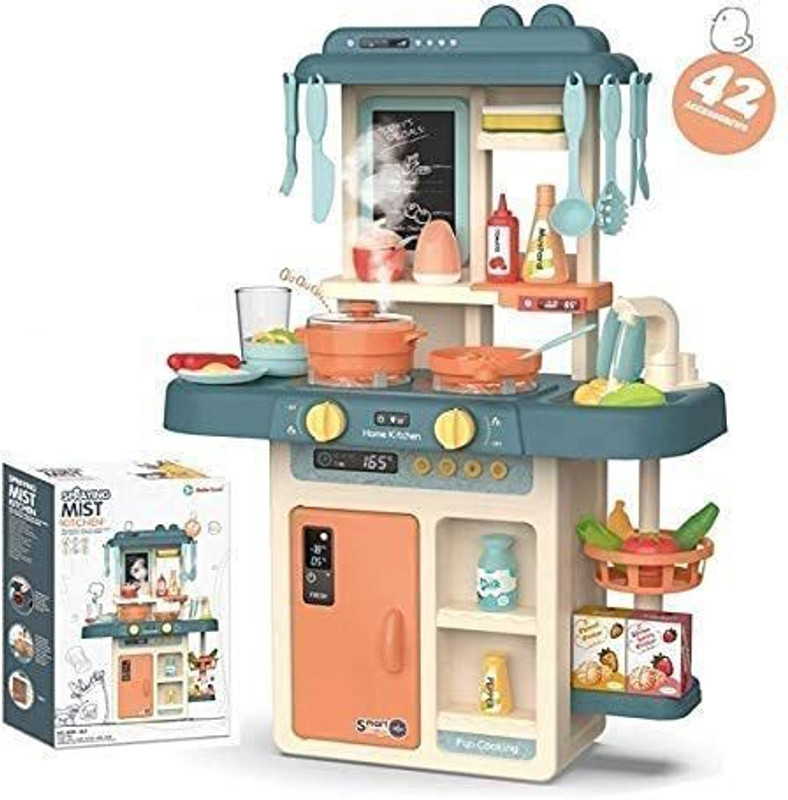 HIM TAX 42-Piece Kitchen Set, Smoky, Music,Real Water Tap for Your Kids Don,t Miss