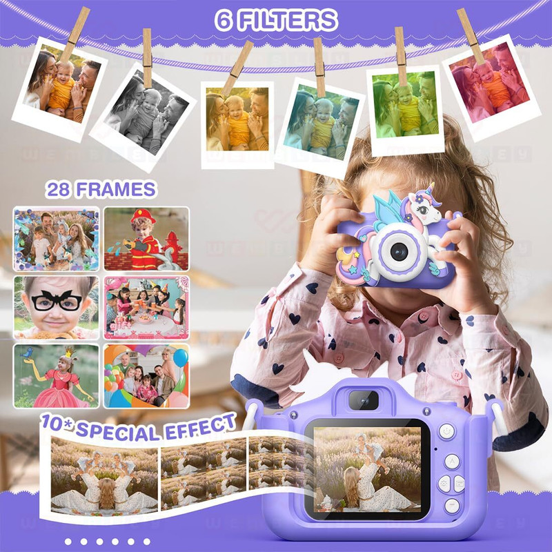 Myrra Kids Digital Camera Compact Unicorn Design Selfie Camera Video Recorder 0 Instant Camera(Multicolor)