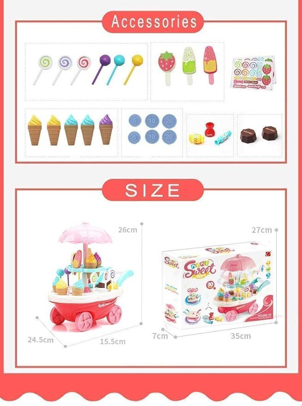 Tiny Tales Mini Sweet (IND*965) Candy Shop Cart & Ice Cream Role Play Set