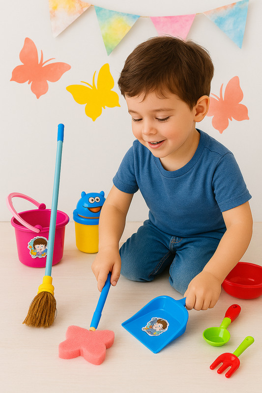 ROSEFAIR Kids Cleaning Toy Set, 10 Pieces Pretend Play House Cleaning Tools, Learning Set