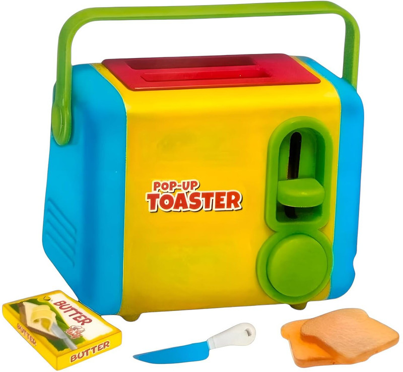 AR KIDS TOYS Pop-Up Toaster Toy, Pretend Play Toy for Kids, Make The Toast Pop Out, 10 Pc Set