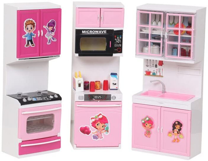 PromoCart 3 Compartment Modern Kitchen Play Set with Light and Sound Kitchen Toy
