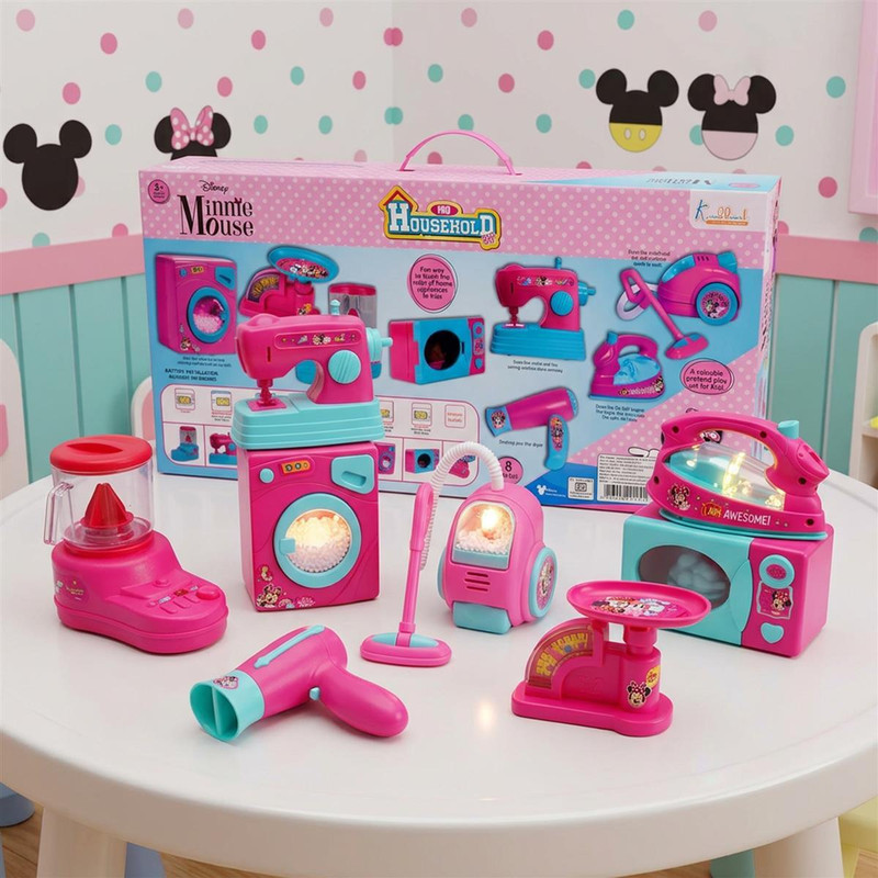 Kriiddaank Minnie Mini Household Appliance Set (6 Pieces) with Vacuum and Washer