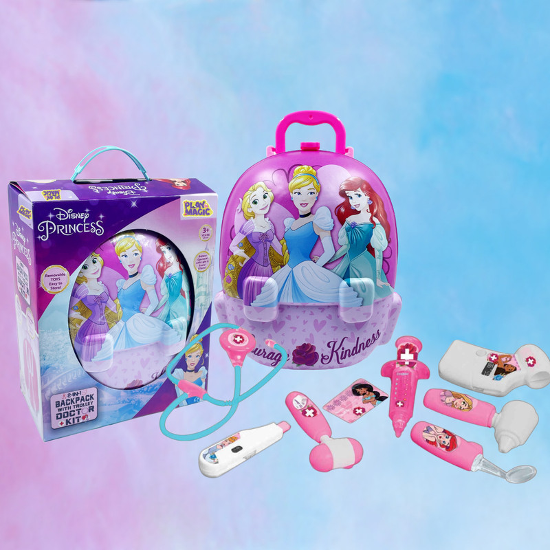 PlayMagic Disney Backpack Doctor Set Princess|Portable Medical Kit|Ideal for 3+