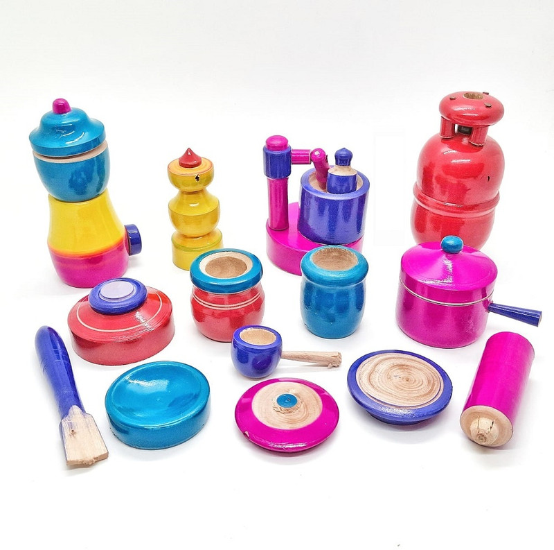 KRShop Traditional Handcrafted Wooden Kitchen Play Set