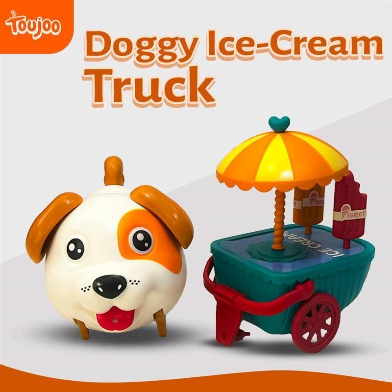 TOUJOO Interactive Dog Ice Cream Cart Clap & Sound Response with Detachable Trolley Toy