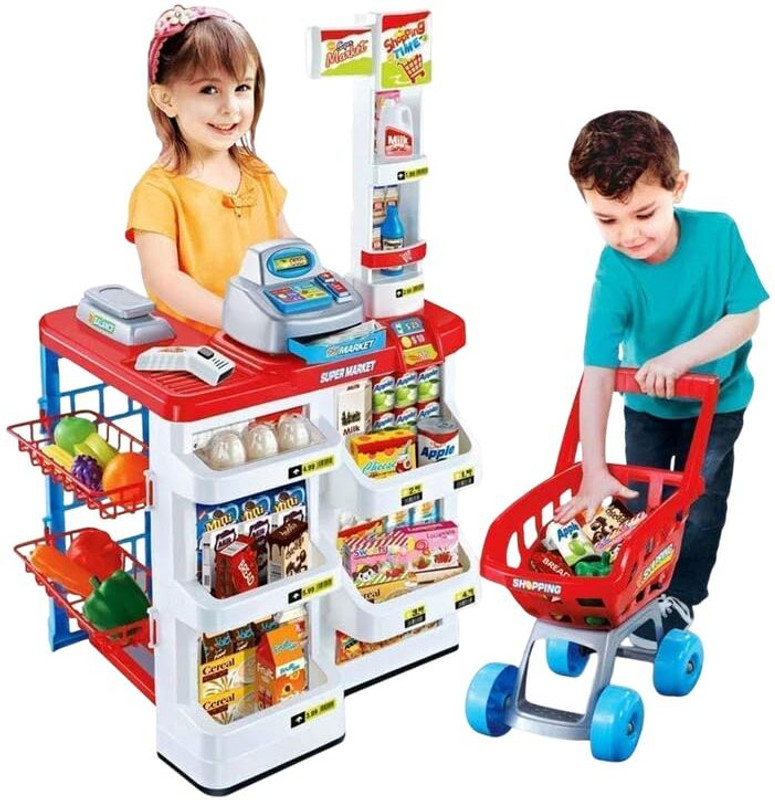 Toyrama Super Market Set Toy with Shopping Cart and Sound Effects