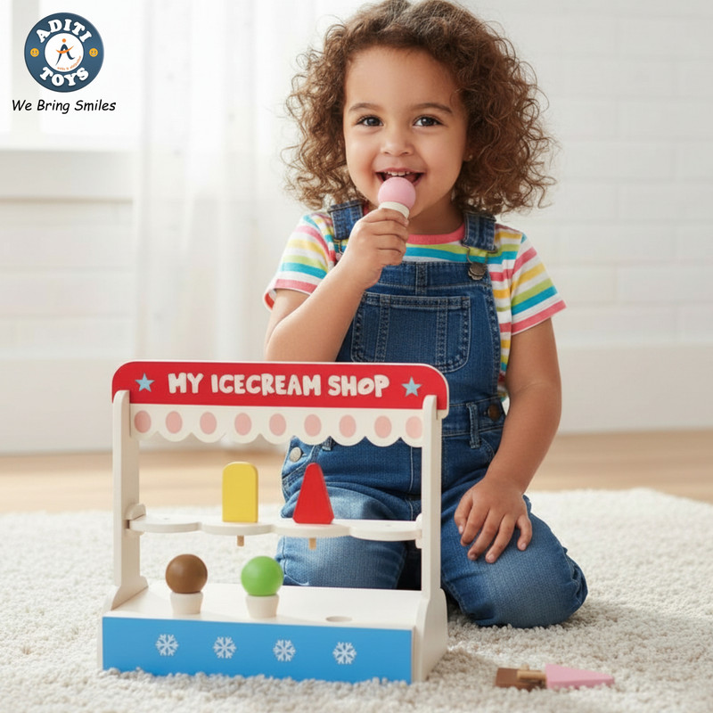 Aditi Toys Wooden Ice Cream Set My Ice Cream Shop Pretend Play Ice Cream Toy Set for Kids