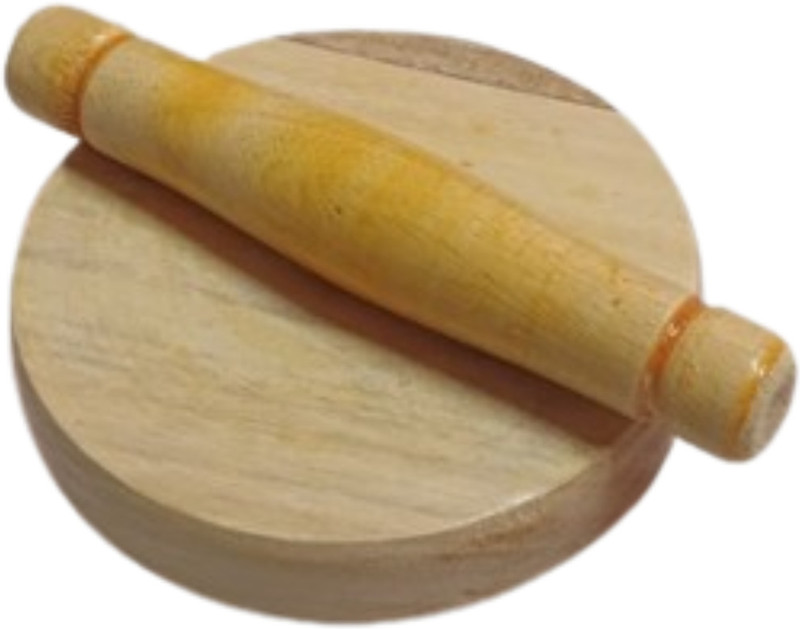 Funwood Games Simple Miniature Wooden Chakla Belan Set with Rolling Pin and Board,