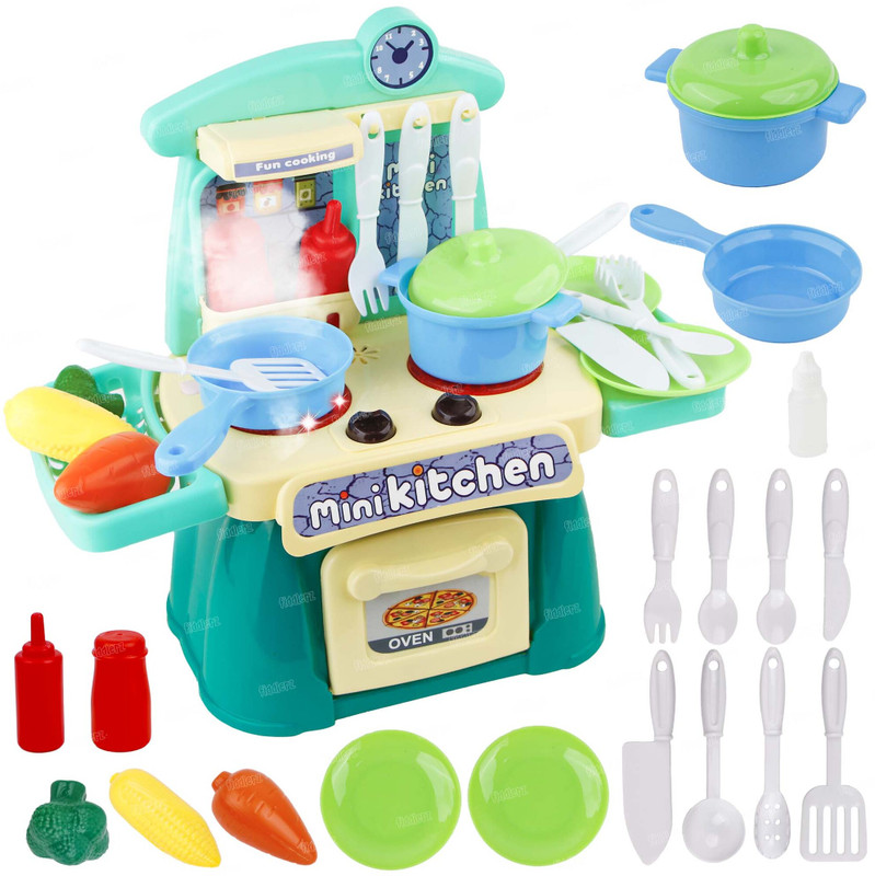 FIDDLERZ Kitchen Set for Kids with Light Sound & Steam Effects Pretend Play Toy