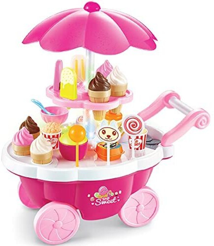 Kidzblend Luxury Ice Cream Kitchen Play Cart Kitchen Set Toy with Lights and Music