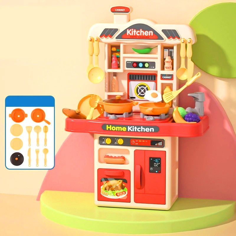 HeyKids 50 PCs Kitchen Play Set For Kids Kitchen Pretend Play Set, Play Cooking Set