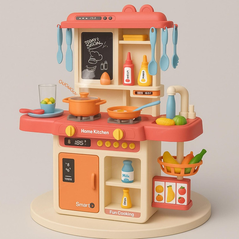 S S Enterprise 42 pcs Kids Kitchen Toy Set – Light & Sound Gas Stove, Sink, Cooking Playset