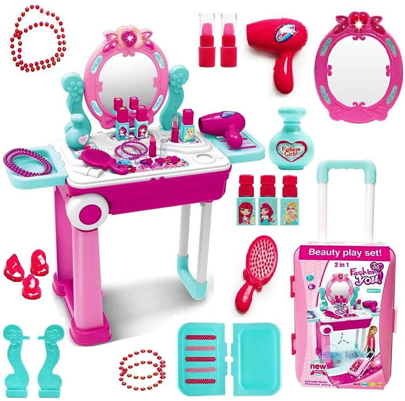 Planet of Toys Beauty Vanity Set Makeup Toy for Girls Pretend Play Toy (Multicolor)