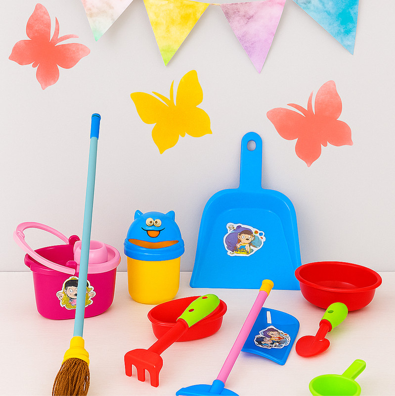 PRIMEFAIR 10-Piece Kids Cleaning Toy Set | Pretend Play Mop, Broom | Gift for Toddlers