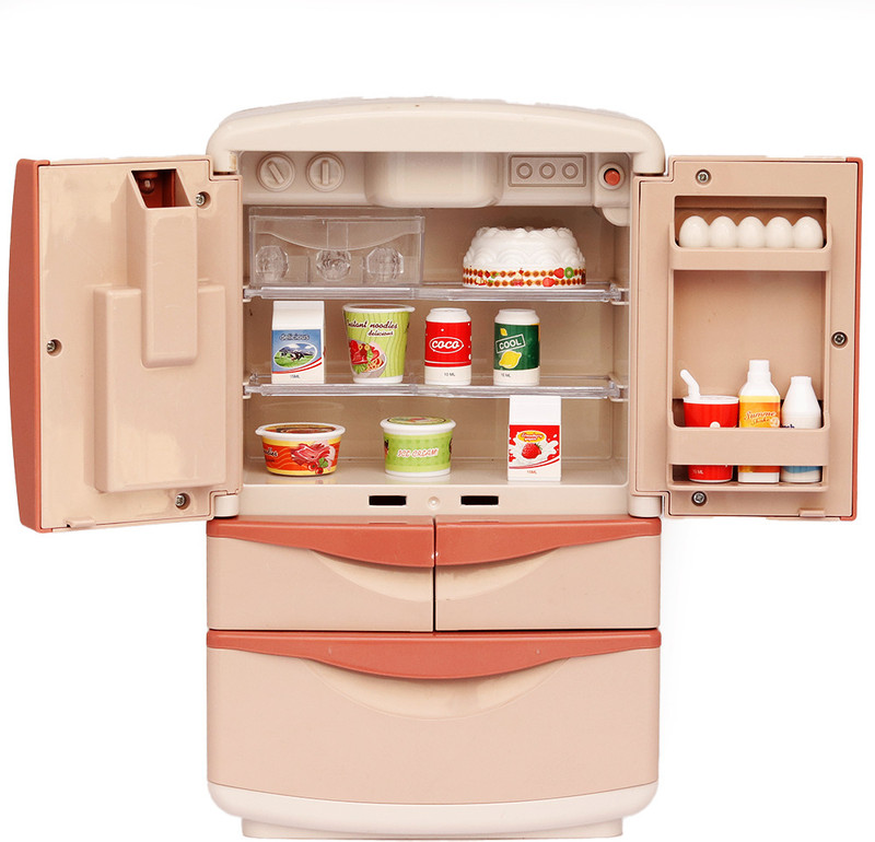 Jukku Premium Refrigerator Play Set with Ice-Dispenser, Realistic Mist, Light & Sound