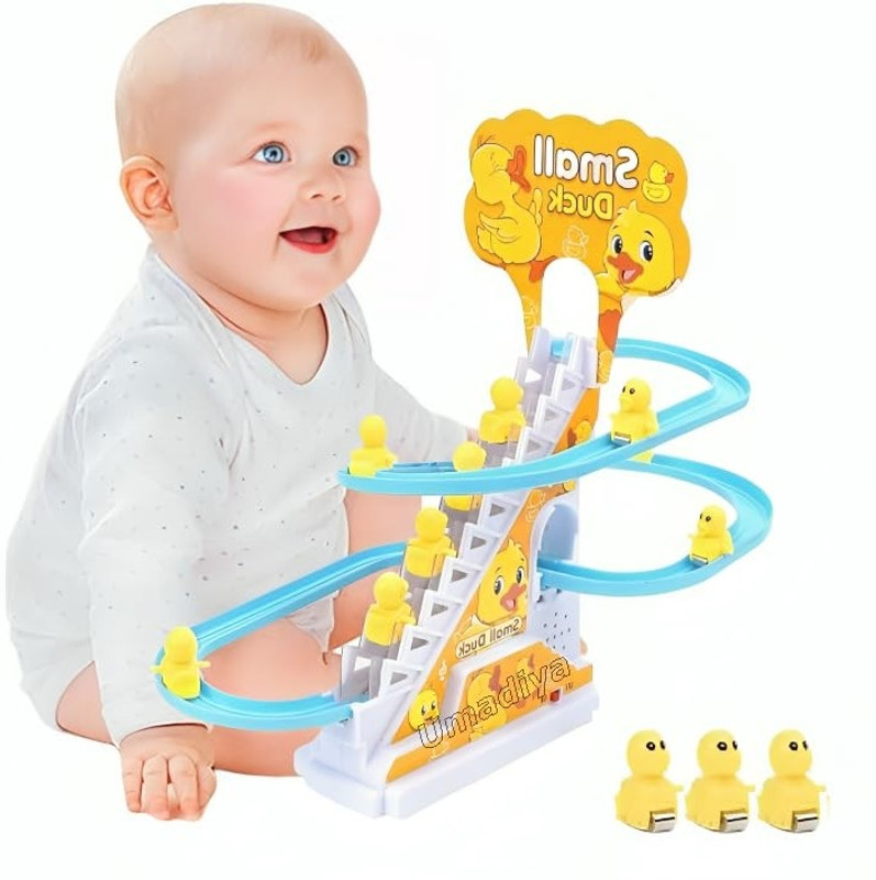 Vicorp Duck Slide Toy Set,Duck Track Toys for Kids - Small Ducks Stair Climbing Toys