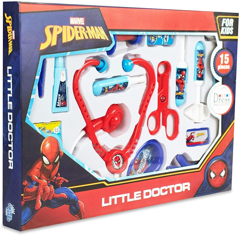 Muren Spiderman Doctor Playset Medical Accessories Toy Set Pretend Role Play for Kids - 15 Pieces Accessories