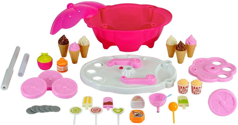 Tiny Tales Ice Cream (IND*04) Candy Cart Kitchen Play Set Toy (39-Pieces)_pink