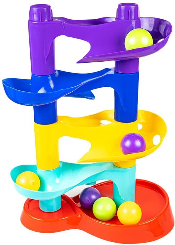 zokato Layer Roll Swirling Tower Ramp Toy with 6 Puzzle Rattle Balls - Multicolor