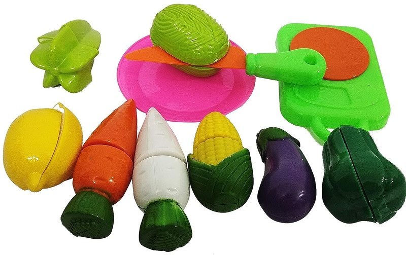 BHVMEY Kids Pretend Kitchen Fruit and Veggie Cutting Toy