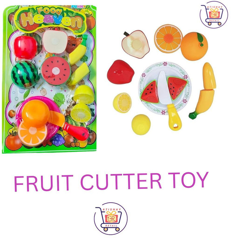 ATISHAYRETAIL Fruits & Vegetables with Cutting Board and Knife Toy for Kids, Multicolor AGE3+