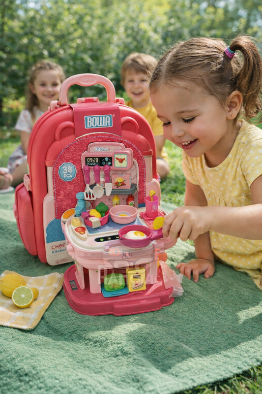 HALO NATION Kids Grocery Shop Toy Backpack | 3-in-1 Market Play Set | 37 Pcs | Age 3+