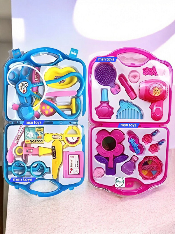 ANVIT combo of doctor set and beauty set toy for kids- Multi color