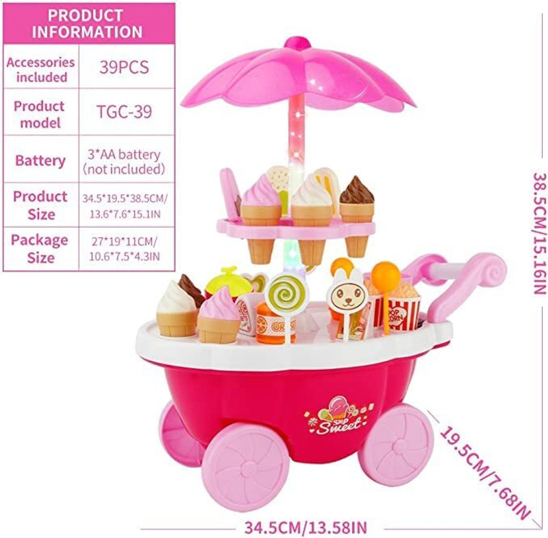 Tiny Tales Pretend Play (IND*99)Toys Home Candy Cart Toys for Kids Ice Cream Candy