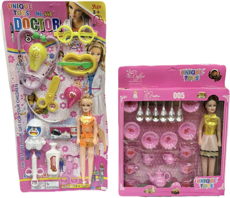 adfield one 2 in 1 Kids Combo – Doctor Set with Doll + Coffee House Doll Tea Set
