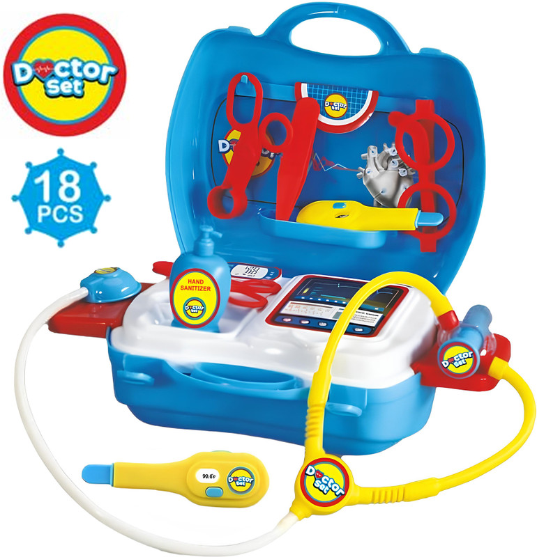 RAINBOW RIDERS Safe Doctor Set for Kids Pretend Play Medical Kit Suitcase BIS Approved (18 PCS)
