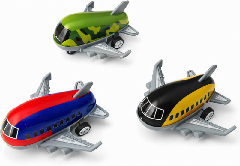 NIMAVRIKSHA Friction Powered Pull Back Airplane Toy for Kids Pack of 3
